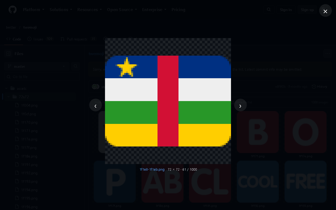 Full-size lightbox with arrow navigation over a GitHub folder